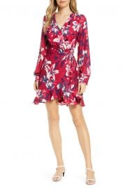 Adelyn Rae Shayne Long Sleeve Floral Faux Wrap Dress   Nordstrom at Nordstrom